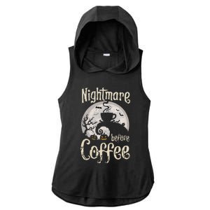 Nightmare Before Coffee Halloween Spooky Coffee Lovers Ladies PosiCharge Tri-Blend Wicking Draft Hoodie Tank