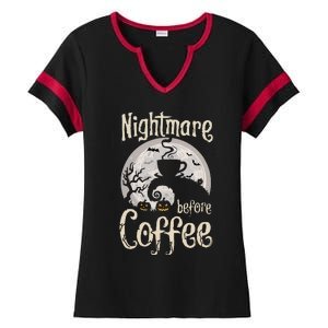 Nightmare Before Coffee Halloween Spooky Coffee Lovers Ladies Halftime Notch Neck Tee