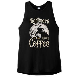 Nightmare Before Coffee Halloween Spooky Coffee Lovers Ladies PosiCharge Tri-Blend Wicking Tank