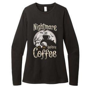 Nightmare Before Coffee Halloween Spooky Coffee Lovers Womens CVC Long Sleeve Shirt