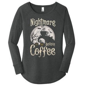 Nightmare Before Coffee Halloween Spooky Coffee Lovers Women's Perfect Tri Tunic Long Sleeve Shirt