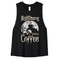 Nightmare Before Coffee Halloween Spooky Coffee Lovers Women's Racerback Cropped Tank