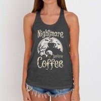 Nightmare Before Coffee Halloween Spooky Coffee Lovers Women's Knotted Racerback Tank