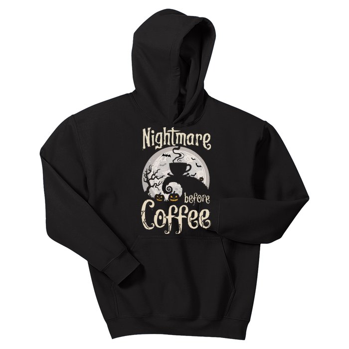 Nightmare Before Coffee Halloween Spooky Coffee Lovers Kids Hoodie