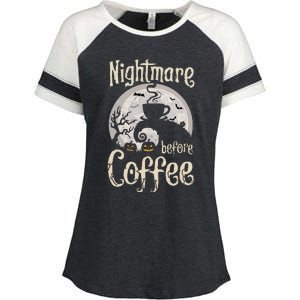 Nightmare Before Coffee Halloween Spooky Coffee Lovers Enza Ladies Jersey Colorblock Tee