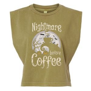 Nightmare Before Coffee Halloween Spooky Coffee Lovers Garment-Dyed Women's Muscle Tee