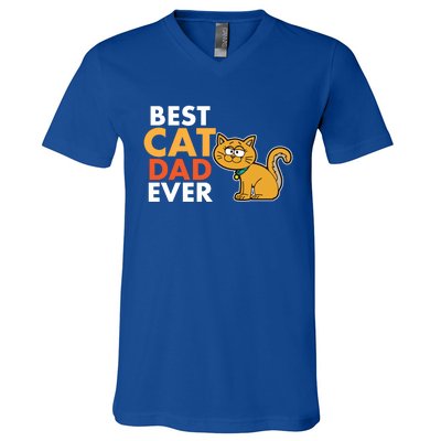 Novelty Best Cat Dad Ever Cat Lover Cute Gift V-Neck T-Shirt