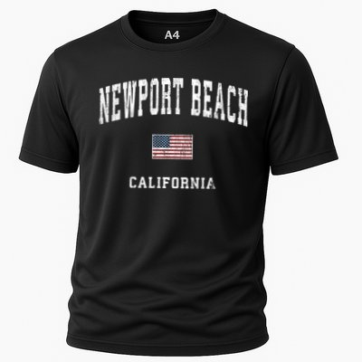 Newport Beach California Ca Vintage American Flag Sports Performance Shirt