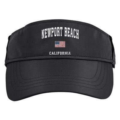 Newport Beach California Ca Vintage American Flag Sports Adult Drive Performance Visor