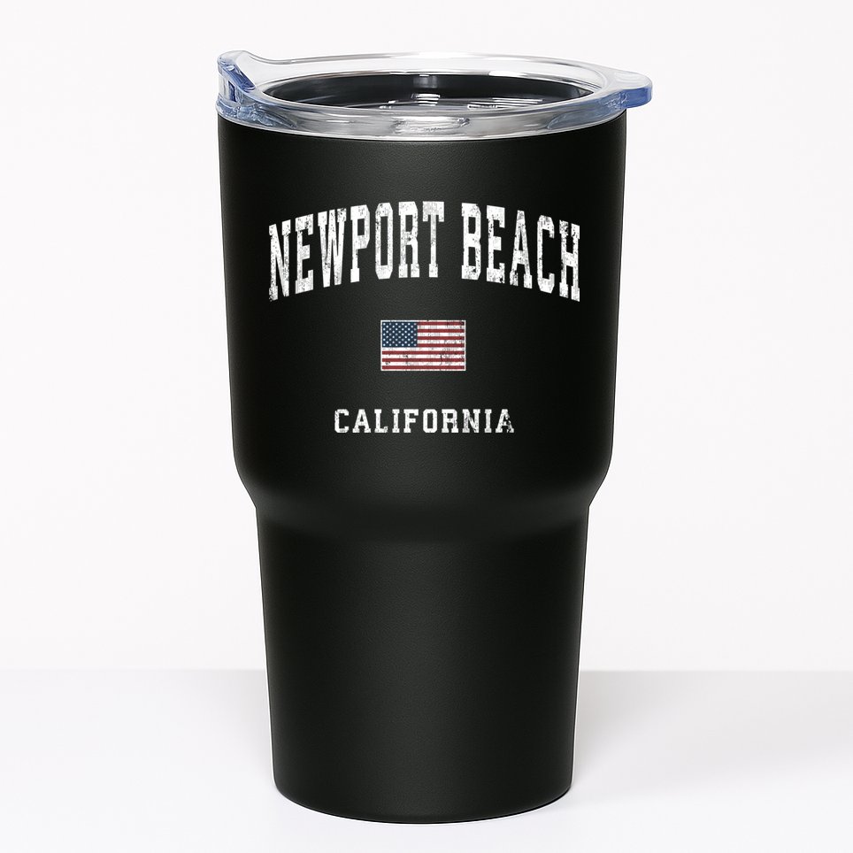 Newport Beach California Ca Vintage American Flag Sports Tumbler