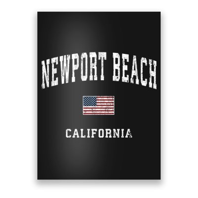 Newport Beach California Ca Vintage American Flag Sports Poster