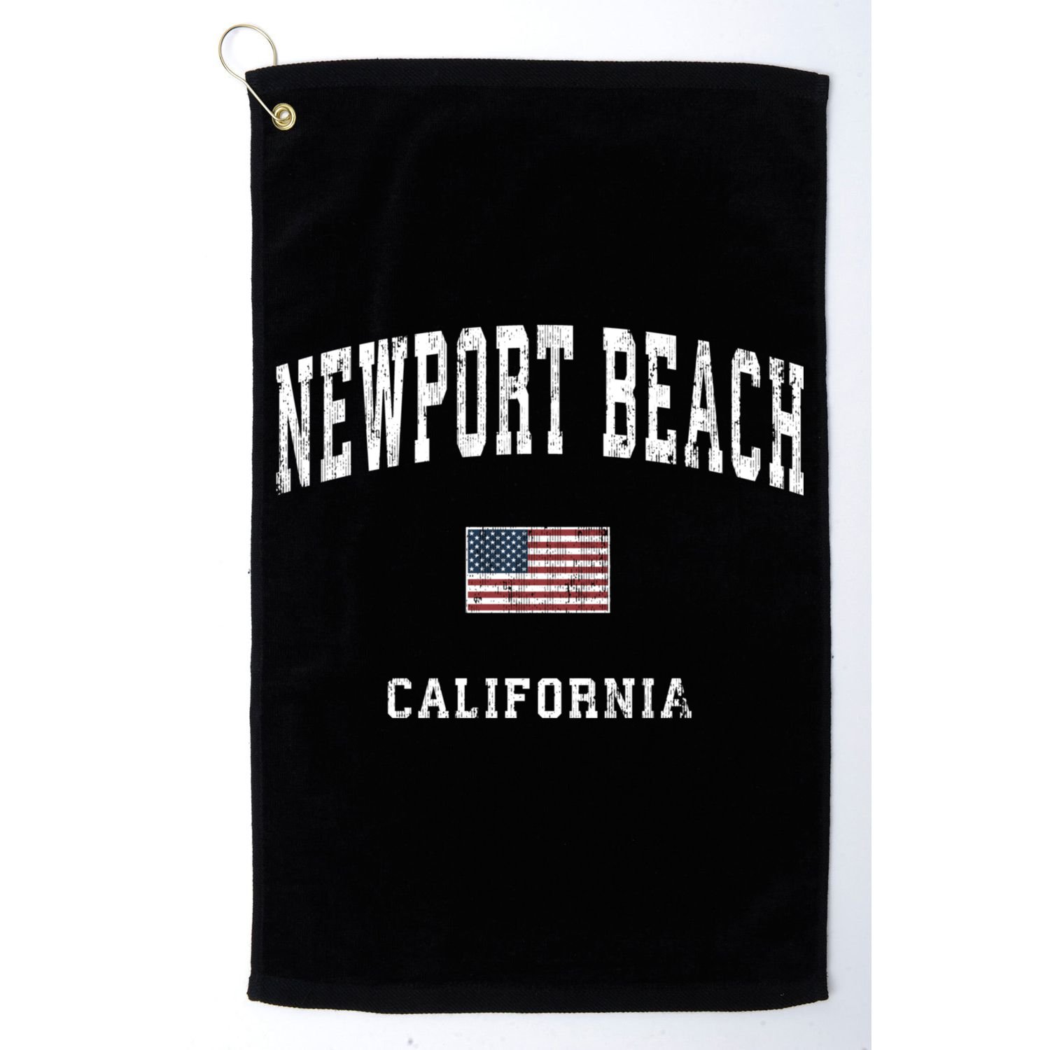 Newport Beach California Ca Vintage American Flag Sports Golf Towel