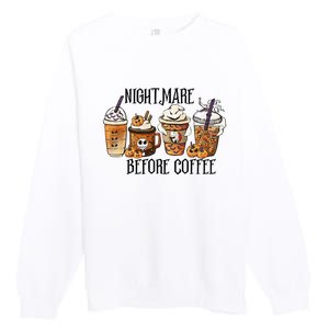 Nightmare Before Coffee Pumpkin Spice Halloween Costume Premium Crewneck Sweatshirt