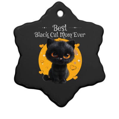 National Black Cat Day Best Black Cat Mom Ever Kitty Kitten Ceramic Star Ornament