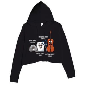 Nothing Beats Cello Rock Paper Scissors Gift For Cellist Gift Crop Fleece Hoodie