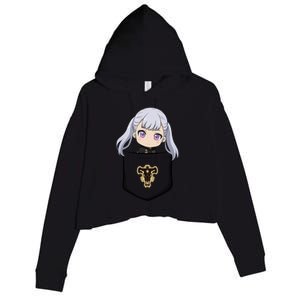 Noelle Black Clover Relaxed Fit Crop Fleece Hoodie