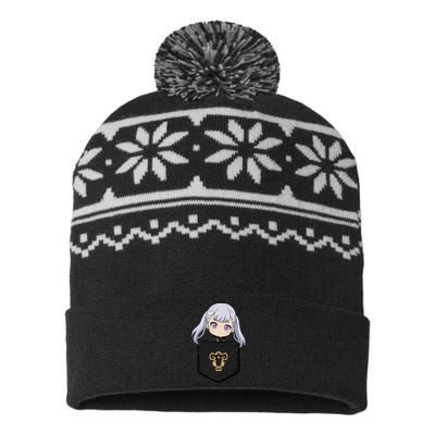 Noelle Black Clover Relaxed Fit USA-Made Snowflake Beanie