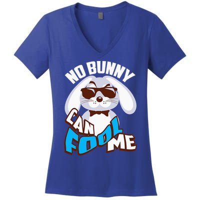 No Bunny Can Fool Me Happy Easter Cute Gift Women's V-Neck T-Shirt