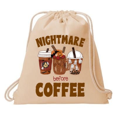 Nightmare Before Coffee Funny Halloween Drawstring Bag