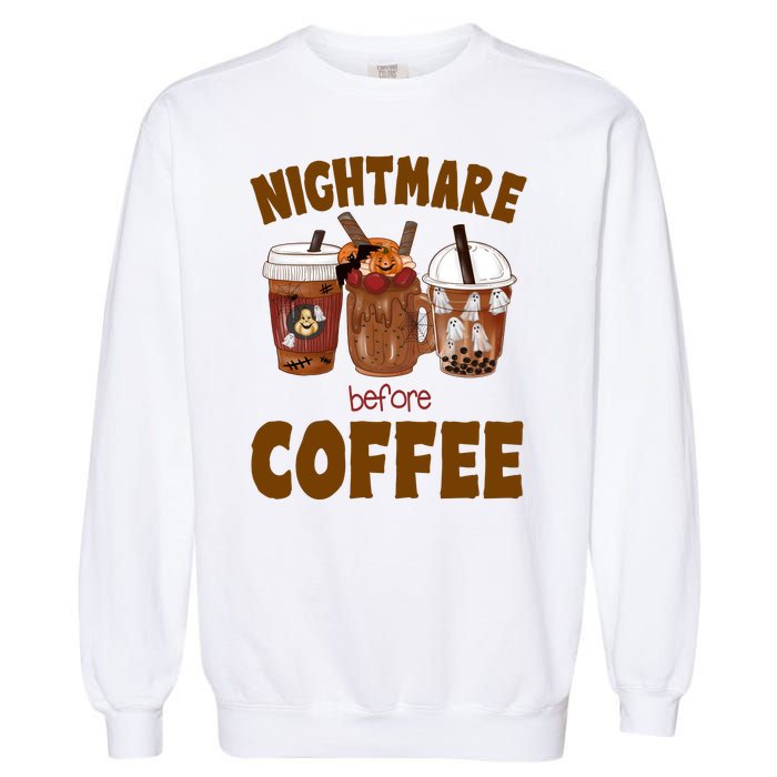 Nightmare Before Coffee Funny Halloween Garment-Dyed Sweatshirt