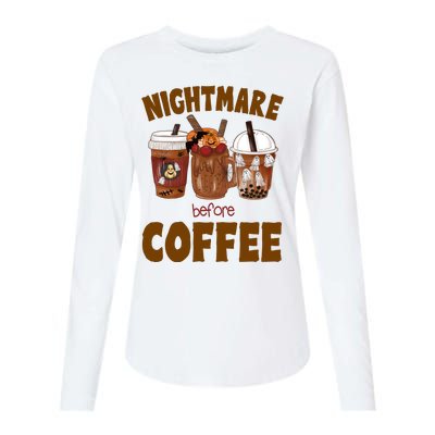 Nightmare Before Coffee Funny Halloween Womens Cotton Relaxed Long Sleeve T-Shirt