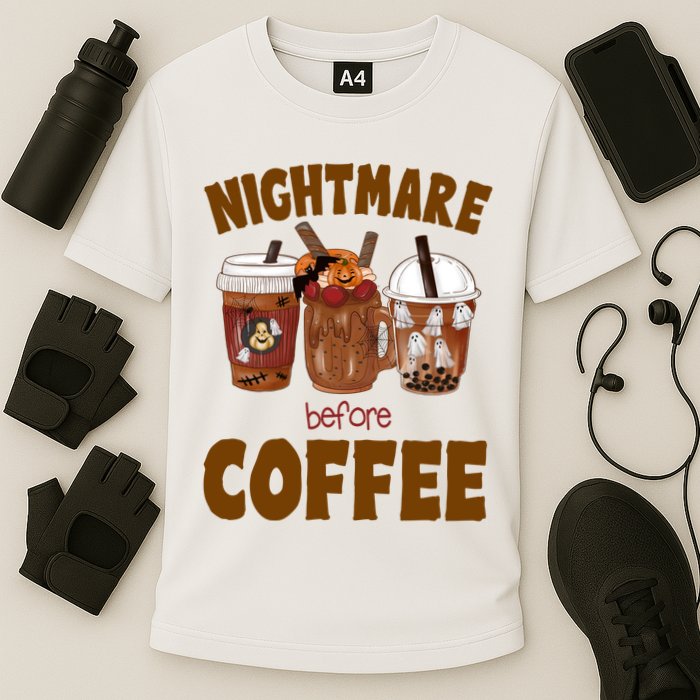 Nightmare Before Coffee Funny Halloween Cooling Performance Crew T-Shirt