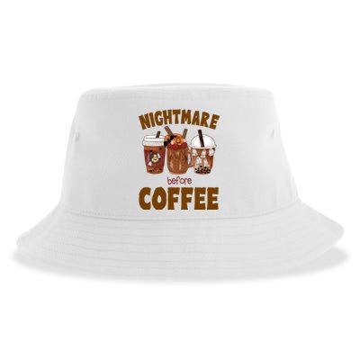 Nightmare Before Coffee Funny Halloween Sustainable Bucket Hat