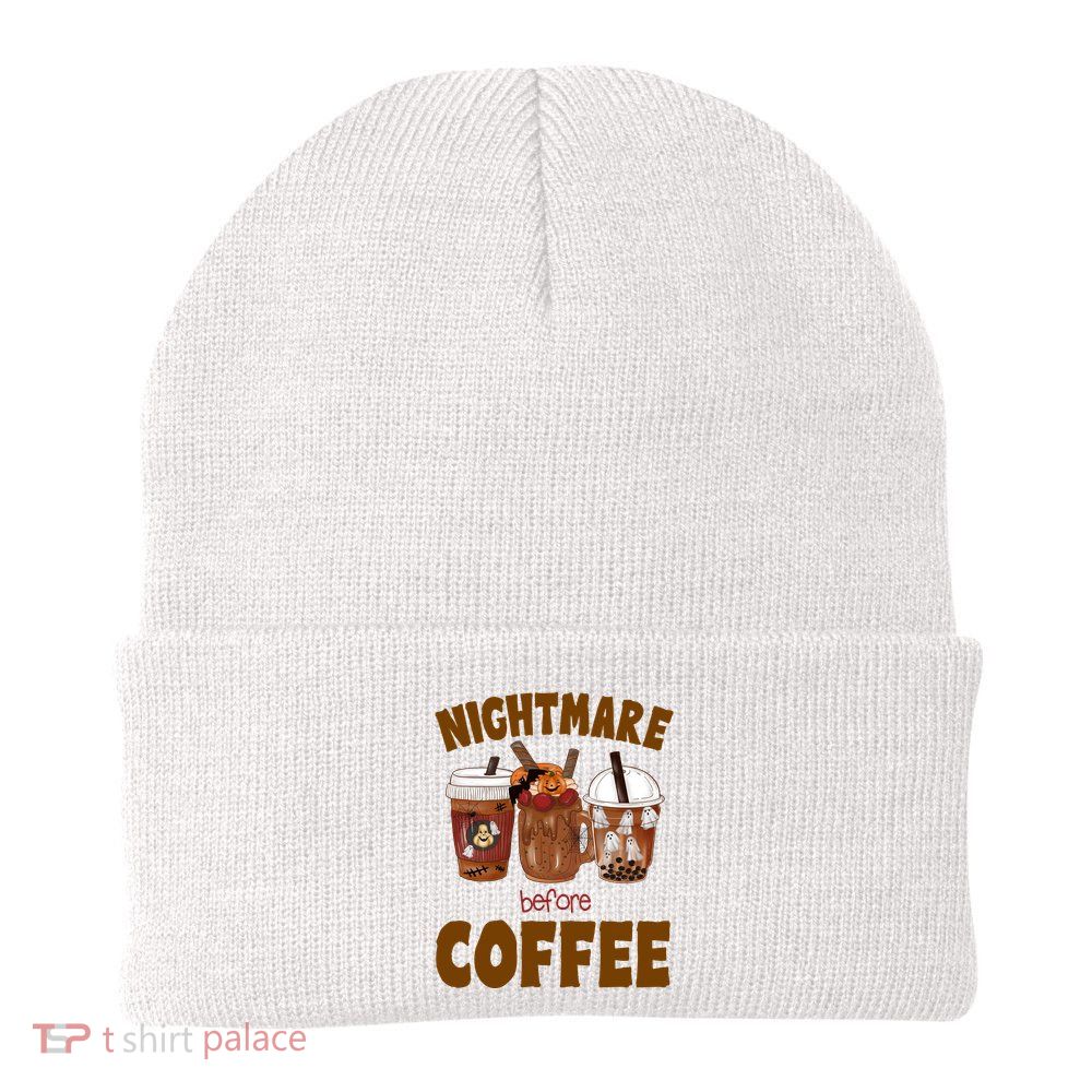 Nightmare Before Coffee Funny Halloween Beanie