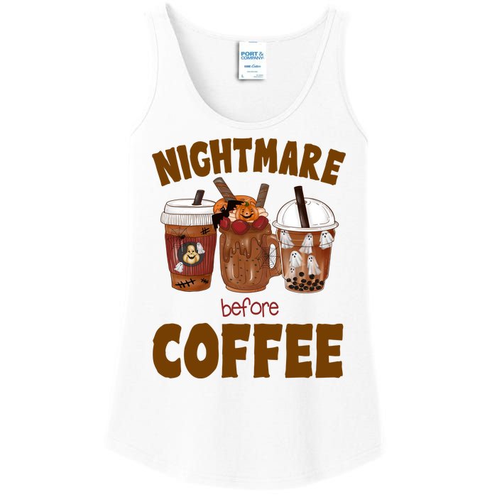 Nightmare Before Coffee Funny Halloween Ladies Essential Tank