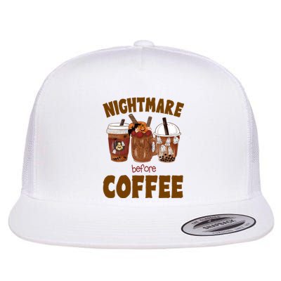 Nightmare Before Coffee Funny Halloween Flat Bill Trucker Hat