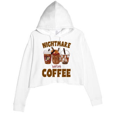 Nightmare Before Coffee Funny Halloween Crop Fleece Hoodie