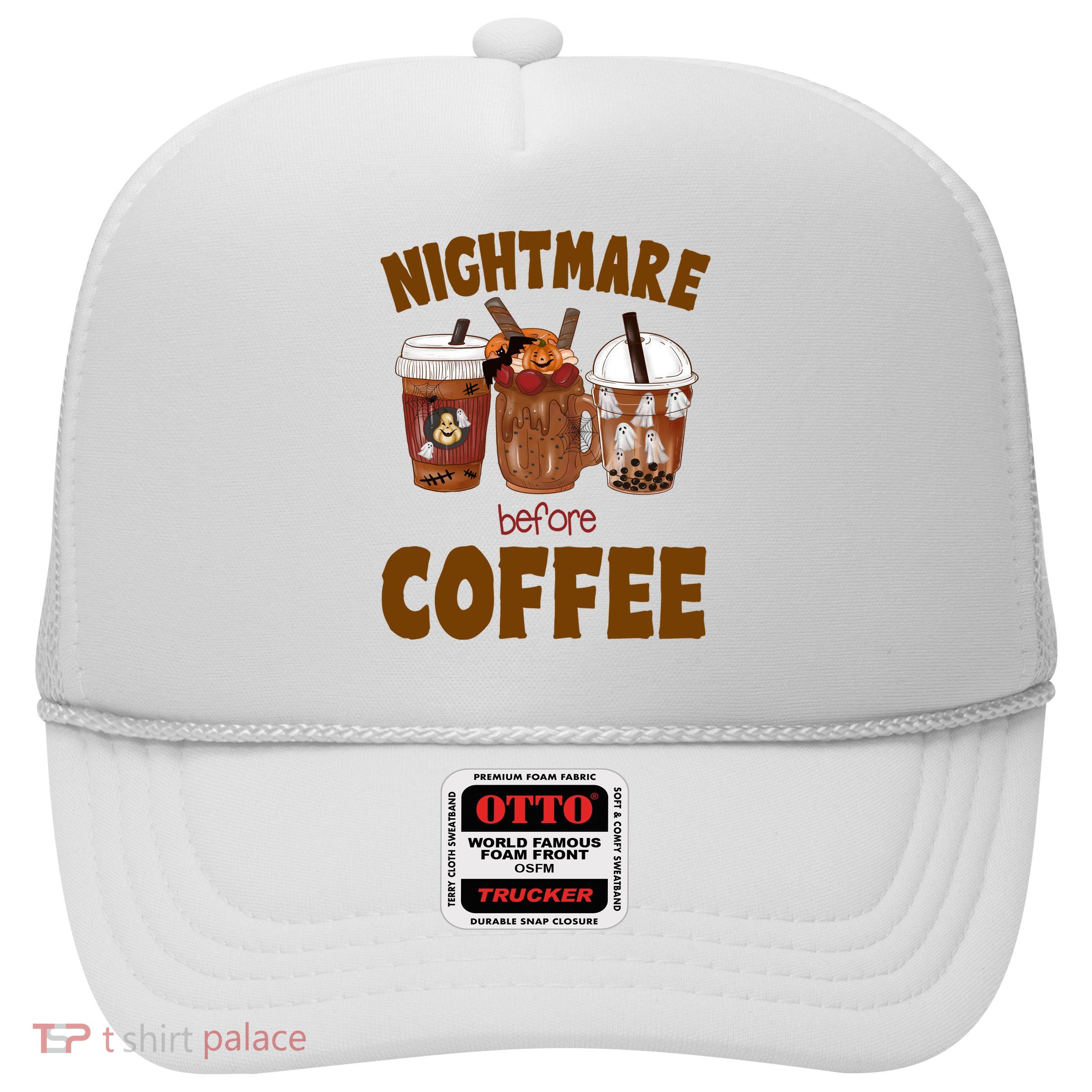 Nightmare Before Coffee Funny Halloween Trucker Hat