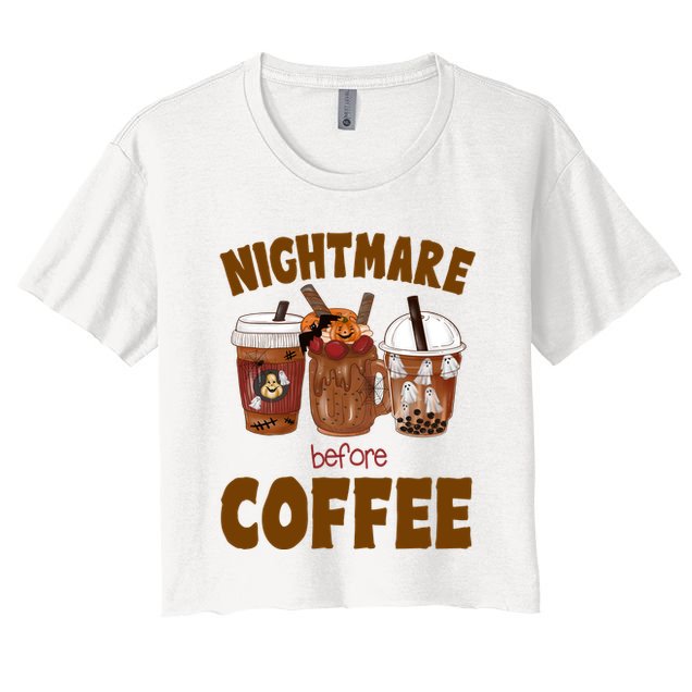 Nightmare Before Coffee Funny Halloween Crop Top