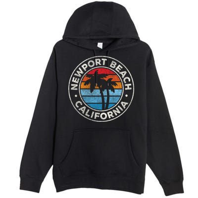 Newport Beach California Ca Vintage Graphic Retro 70s Cute Gift Premium Pullover Hoodie