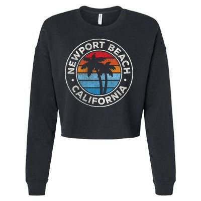 Newport Beach California Ca Vintage Graphic Retro 70s Cute Gift Cropped Pullover Crew