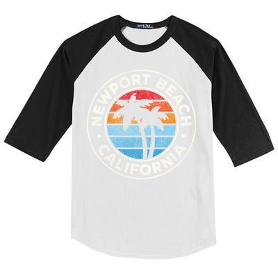 Newport Beach California Ca Vintage Graphic Retro 70s Cute Gift Kids Colorblock Raglan Jersey