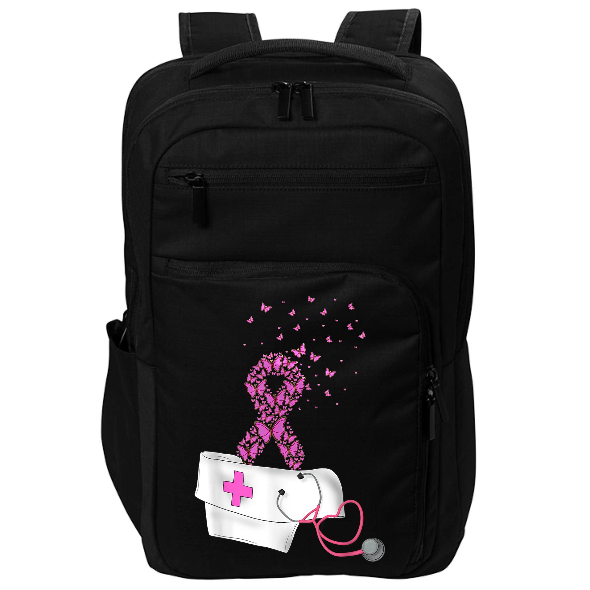 Nurse Breast Cancer Awareness Pink Ribbon Stethoscope Gifts Impact Tech Backpack