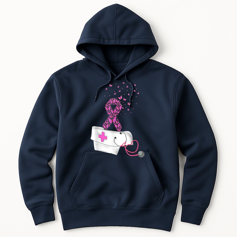 Nurse Breast Cancer Awareness Pink Ribbon Stethoscope Gifts Hoodie