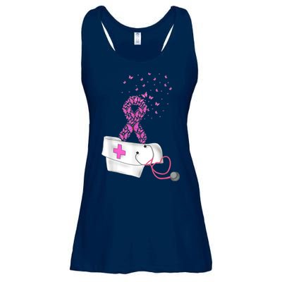 Nurse Breast Cancer Awareness Pink Ribbon Stethoscope Gifts Ladies Essential Flowy Tank
