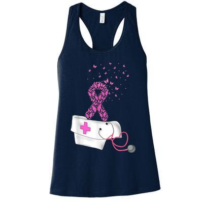 Nurse Breast Cancer Awareness Pink Ribbon Stethoscope Gifts Womens Tank Top