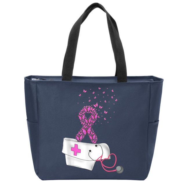 Nurse Breast Cancer Awareness Pink Ribbon Stethoscope Gifts Zip Tote Bag