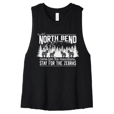 North Bend Come For The Mountains Stay For The Zebras Women's Racerback Cropped Tank