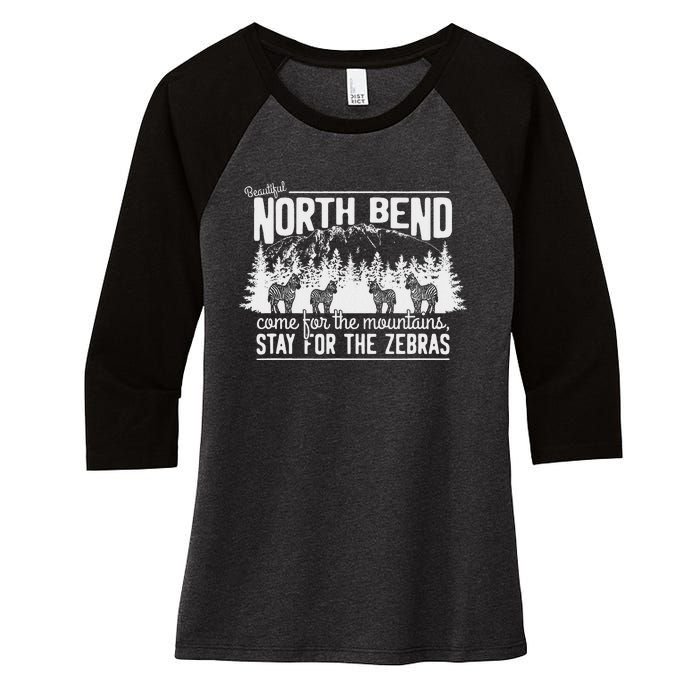 North Bend Come For The Mountains Stay For The Zebras Women's Tri-Blend 3/4-Sleeve Raglan Shirt