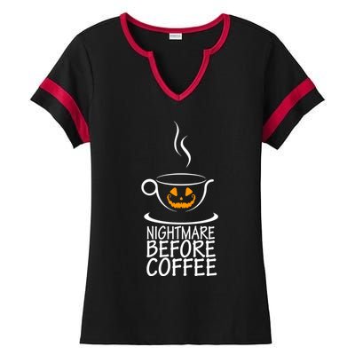 Nightmare Before Coffee Halloween Gift Ladies Halftime Notch Neck Tee