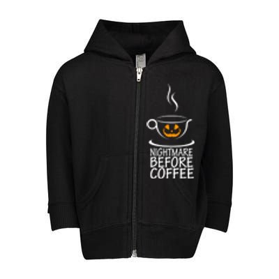 Nightmare Before Coffee Halloween Gift Toddler Zip Fleece Hoodie