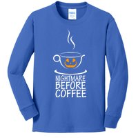 Nightmare Before Coffee Halloween Gift Kids Long Sleeve Shirt