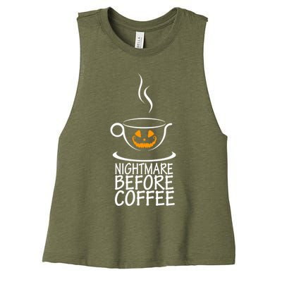 Nightmare Before Coffee Halloween Gift Women's Racerback Cropped Tank