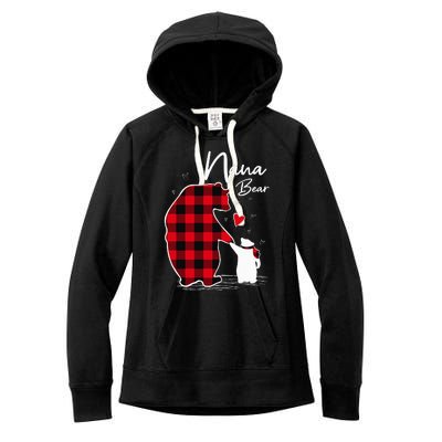 Nana Bear Christmas Pajama Woman Red Plaid Women's Fleece Hoodie