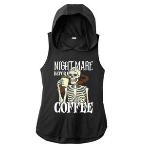 Nightmare Before Coffee Halloween Skeleton Mug Coffee Lover Ladies PosiCharge Tri-Blend Wicking Draft Hoodie Tank