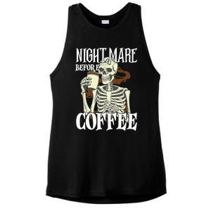 Nightmare Before Coffee Halloween Skeleton Mug Coffee Lover Ladies PosiCharge Tri-Blend Wicking Tank